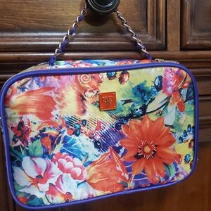 Travel,Floral Cosmetic Bag in Multicolor by Purse N.new Feels Silk